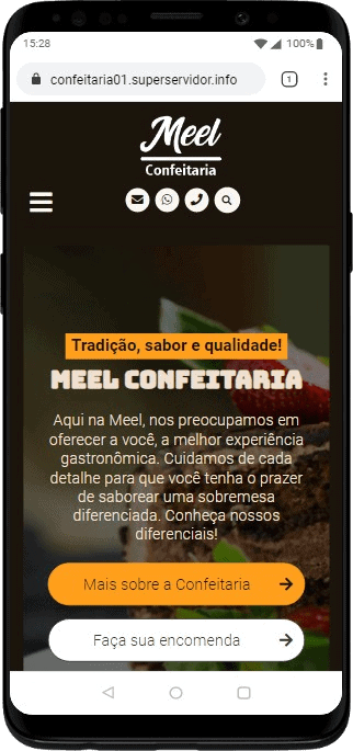 Página inicial pelo celular